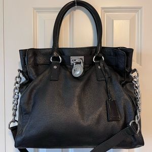 Michael Kors Black Leather Tote; Medium